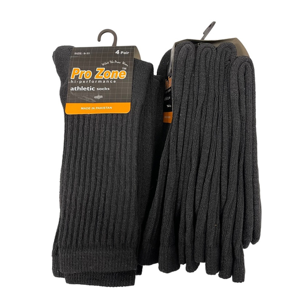 Pro Zone Hi-Performance Athletic Socks 4 Pair Size 9-11 (2 Packs)